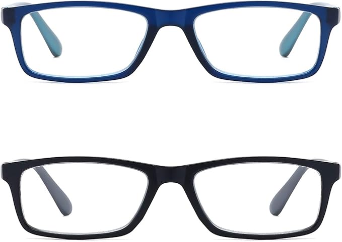 Reading Glasses Blue Light Blocking for Men Women,Rectangular Frame Computer Readers with Spring Hinge
