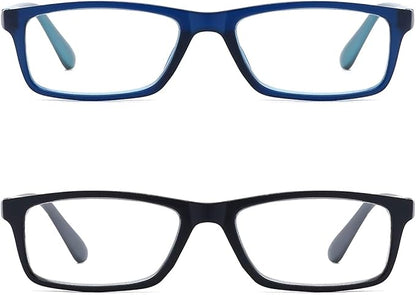 Reading Glasses Blue Light Blocking for Men Women,Rectangular Frame Computer Readers with Spring Hinge