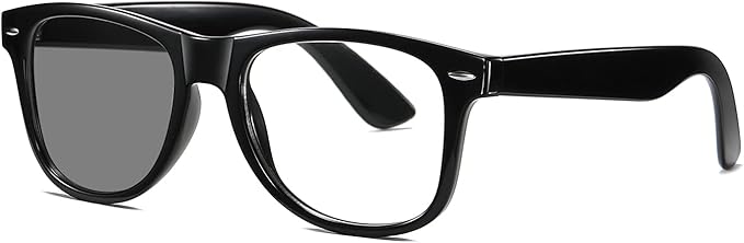 Photochromic Day Night Sunglasses Blue Light Blocking Glasses for Men and Women Retro Rectangle Black Frame Photochromic Lens