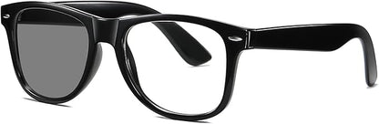 Photochromic Day Night Sunglasses Blue Light Blocking Glasses for Men and Women Retro Rectangle Black Frame Photochromic Lens