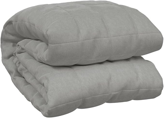 King Size Weighted Blanket Grey Cotton 24.2 lb 86.6 x 90.6 in Rectangular for Bedroom with Even Weight Distribution and Breathable Hypoallergenic Fabric for Anxiety Relief