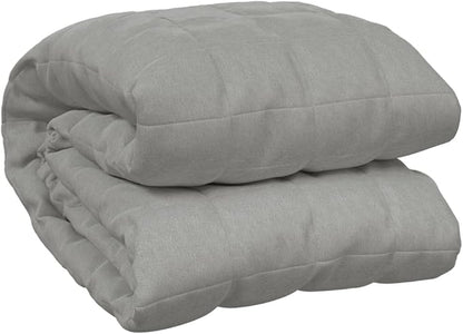 King Size Weighted Blanket Grey Cotton 24.2 lb 86.6 x 90.6 in Rectangular for Bedroom with Even Weight Distribution and Breathable Hypoallergenic Fabric for Anxiety Relief