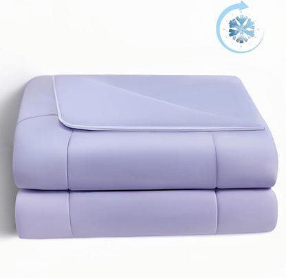 PROMEED Weighted Cooling Comforter for Menopause - Gentle Pressure Cooling Blanket with QMAX 0.45 Tech, Hot Flash & Night Sweat Relief, Breathable & Machine Washable, 6LB Measures 87"x91"