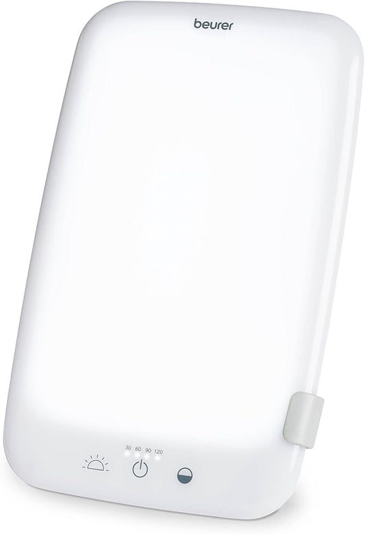 Beurer TL35 Light Therapy Lamp with 10,000 Lux LED with 3 Color Temperatures, 4 Dimmer Levels, Timer, Auto Switch-Off, and Adjustable Stand for Home, Office, or Travel