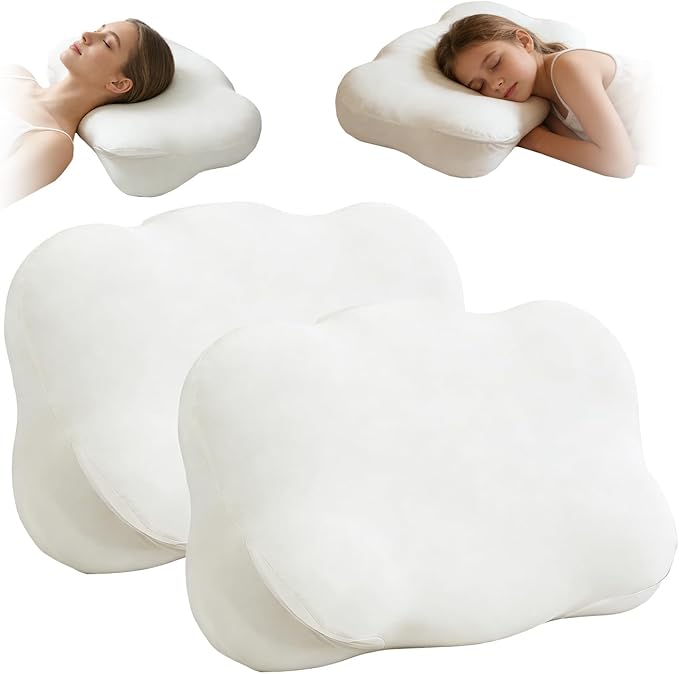 Cloud Pillow - Ergonomic Memory Foam Pillows, Zen Fluff Sleep Pillow with Neck & Shoulder Support, Adjustable Contour Neck Support for Side, Back, Stomach Sleepers, Breathable Anti-Wrinkle Pillowcase