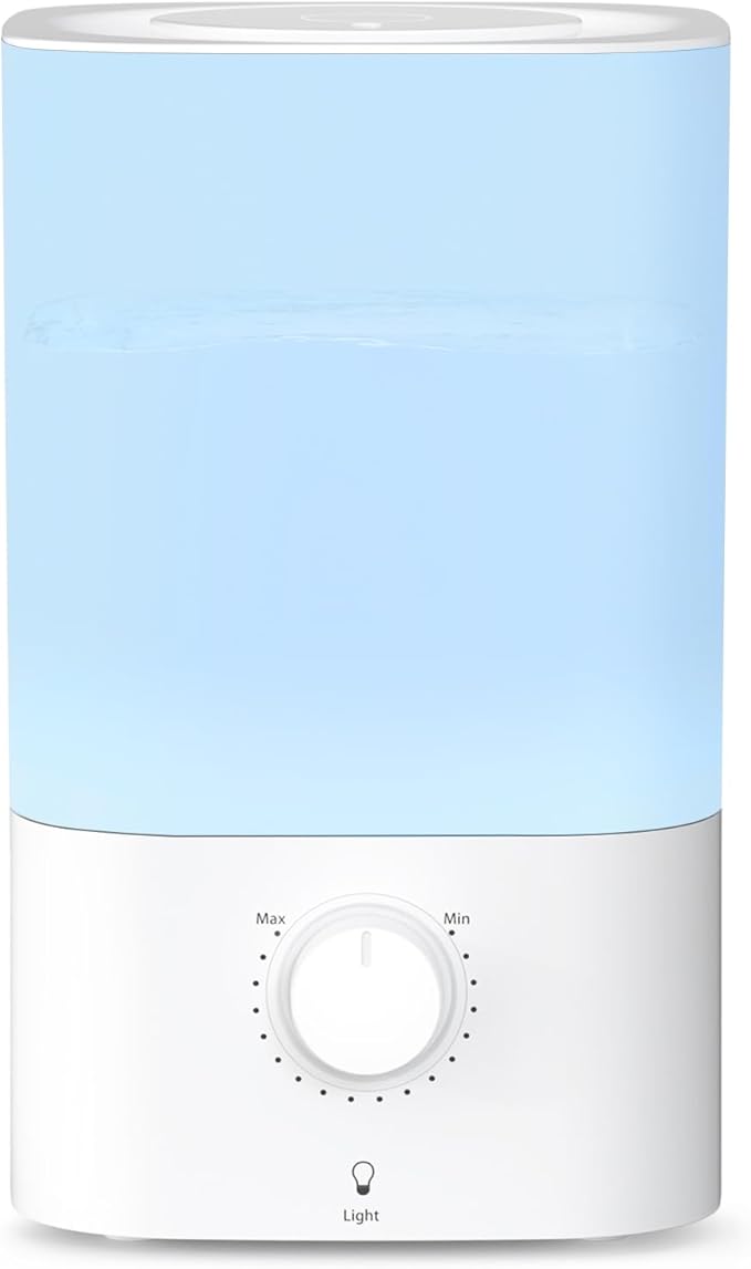 ZAFRO 3.2L Cool Mist Humidifier for Bedroom, 360° Adjustable Nozzle & 7 Color LED Night Light, Top Fill Design & Multiple Mist Levels, 24 dB Quiet Ultrasonic Comfort Humidifiers, White