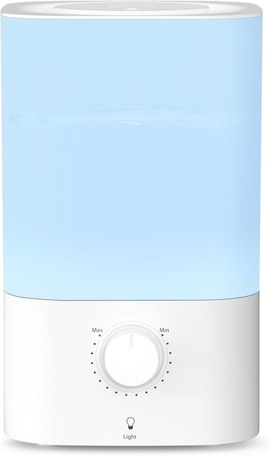 ZAFRO 3.2L Cool Mist Humidifier for Bedroom, 360° Adjustable Nozzle & 7 Color LED Night Light, Top Fill Design & Multiple Mist Levels, 24 dB Quiet Ultrasonic Comfort Humidifiers, White