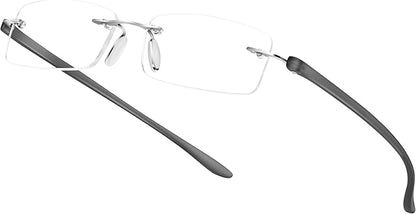 Bhigh 2 Pack Reading Glasses Blue Light Reading Glasses men's reading glasses for women Frameless Computer Reading Glasses