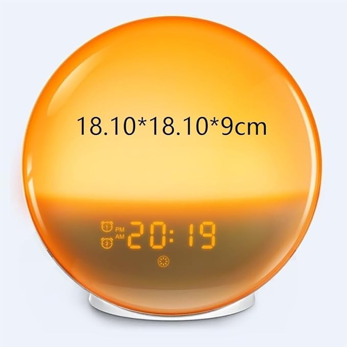 Mantle LED Sunrise Wake-Up Light - Smart Ambient Lamp Dual Alarm Clock, Bedside Night Light with GMT Dual Time
