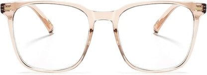 Oversized Square Blue Light Blocking Glasses for Women Men, Anti-Fatigue Computer Monitor Glasses Reduce Eye Strain