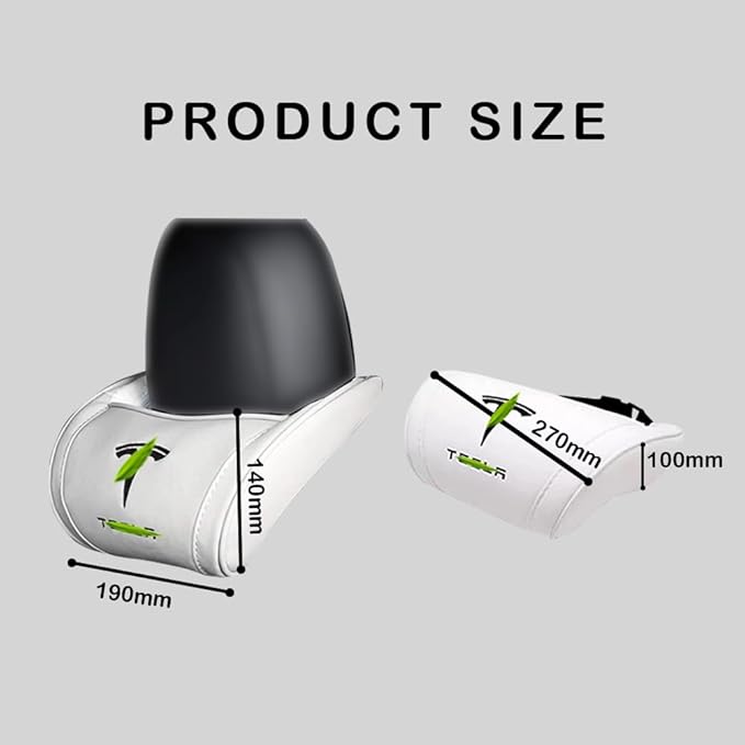 Car Headrest Neck Pillow Support Memory Foam Ergonomic Design Accessory for Driving Seat Fatigue Relief Compatible with Model S X 3 Y & Cybertruck - 2 Pieces