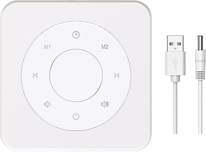White Noise Sound Machine, Noise Machine for 20 Soothing Sounds, 2 Customizable Shortcut Buttons, Timer, Memory Function, USB-A Cable Included(Battery&Adapter NOT Included)for Baby, Kids&Adult (white)