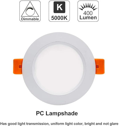 YGS-Tech 3 Inch LED Recessed Lighting, Dimmable Downlight 5W(40W Halogen Equivalent), CRI80, 5000K Daylight White, Ceiling Light with LED Driver(10 Pack)