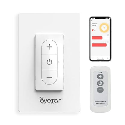 Smart Dimmer Switch with Bluetooth Remote, Single Pole One-Way WiFi Wall Switch, Smart Life App & Voice Control, Compatible with Alexa & Google Assistant, Neutral Wire Required, No Hub Needed