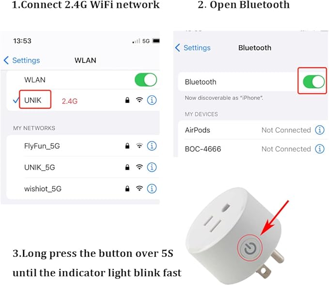 Smart Plug Compatible withHomeKit Electric Outlet Switch Socket Voice Control with Siri Alarm Timing Countdown 2.4G WiFi No Hub Required
