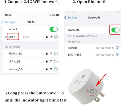 Smart Plug Compatible withHomeKit Electric Outlet Switch Socket Voice Control with Siri Alarm Timing Countdown 2.4G WiFi No Hub Required