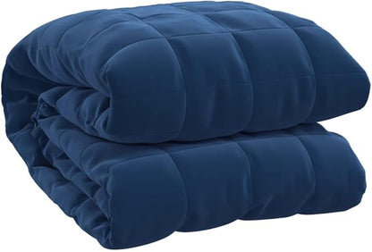 Blue Weighted Blanket for Adults, 53.9x78.7 Inches Heavy Polyester Blanket with Glass Beads, Single Size Ergonomic Design for Deep Sleep and Anxiety Relief, Hypoallergenic
