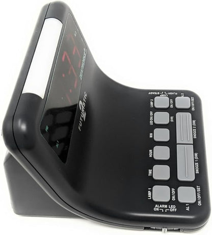 Futuristic 2 Silent Alarm Clock with Bright Flashing LED Lights for Deaf, Hard of Hearing, Heavy Sleepers | Dual Alarms, Built-in USB Chargers | Wake Up Gently