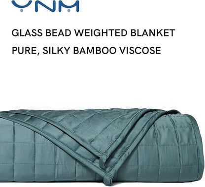 YnM Exclusive Cooling Weighted Blanket Rayon, Bed Blanket for One Person of 190lbs, Ideal for Queen/King Bed (60x80 Inches, 20 Pounds, Sea Grass)