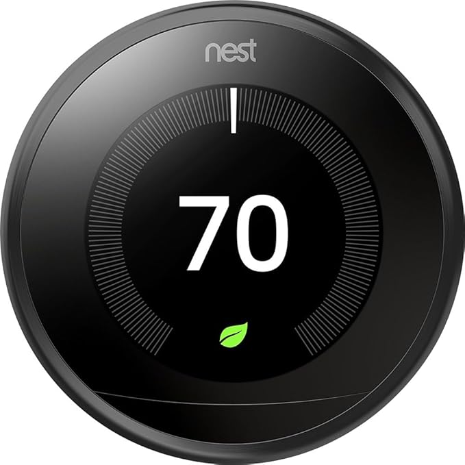Google Nest Learning Thermostat 3rd Generation, Compatible with Alexa - Black (Renewed)