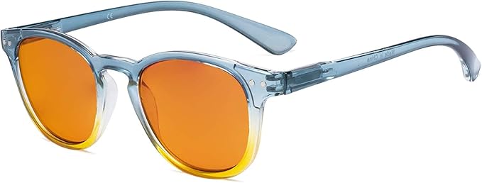 Eyekepper Ladies Blue Light Blocking Reading Glasses with Orange Tinted Filter Lens - Night Sleep Computer Readers Women - Blue-Yellow Frame +1.00