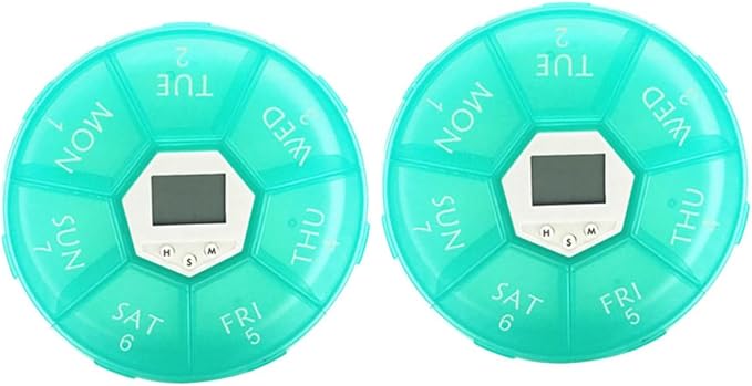 Didiseaon 2pcs Portable Automatic Pill Dispenser with Alarm Compartment Travel Medication Organizer for Elderly Compact Lightweight Pill Case for Timed Reminder and Secure Storage