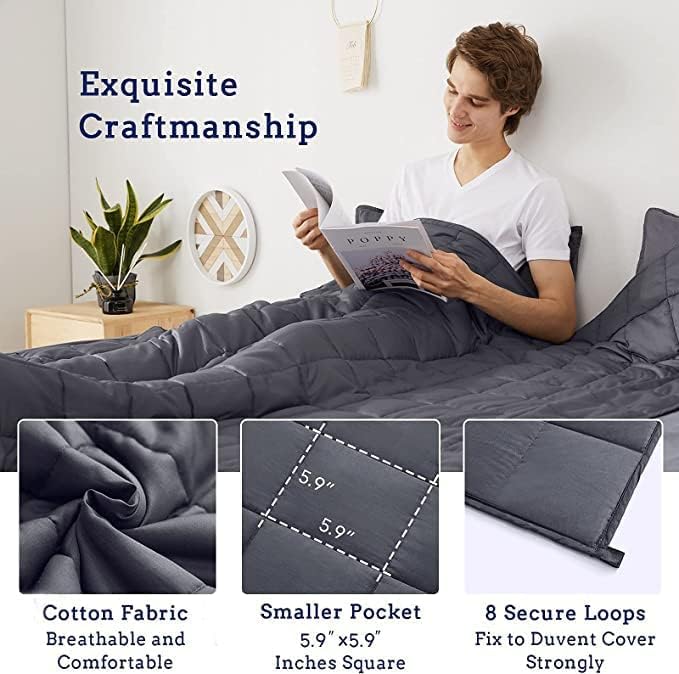 ZonLi Weighted Blanket (80"x87", 25lbs, Grey), King Size Weighted Blanket for Adults, 100% Polyester Material with Glass Beads