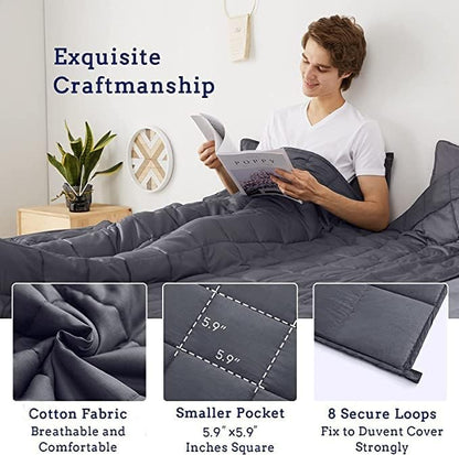ZonLi Weighted Blanket (80"x87", 25lbs, Grey), King Size Weighted Blanket for Adults, 100% Polyester Material with Glass Beads