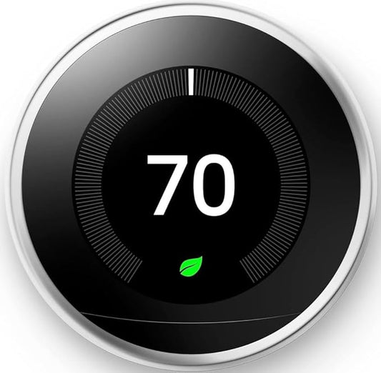 Google Nest Learning Thermostat - 3rd Gen - Programmable Smart Thermostat for Home - Compatible with Alexa (Polished Steel)