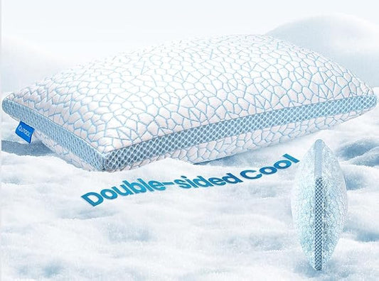 QUTOOL Cooling Pillows for Hot Sleeping, Shredded Memory Foam Pillows Standard Size Set of 1,Adjustable Soft & Firm Gel Bed Pillow for Side, Back, Stomach Sleepers