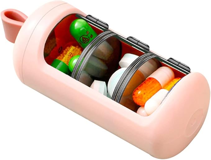 Portable Pill Box, Protect from Light Pill Dispenser Reminder Adjustable Medicine Outlet for Travel Office