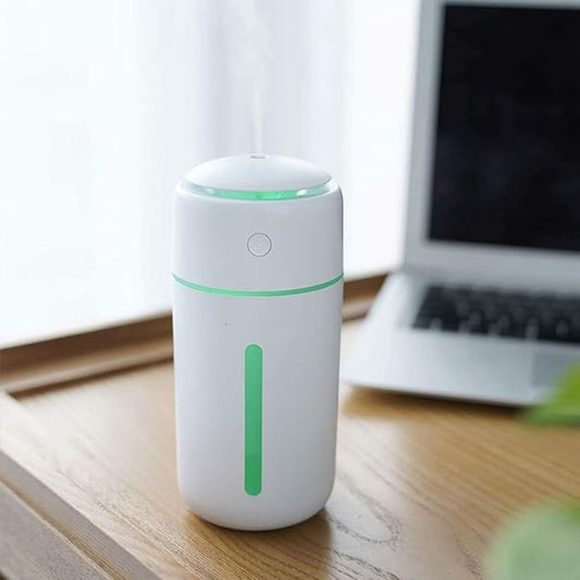 Personal Ultrasonic Cool Mist Humidifier for Car Bedroom Office, Portable Rechargeable Travel Humidifier for Car & Desk, with 7 Color Lights, Battery Powered