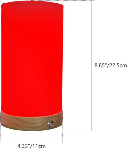 Revive - Red Light Lamp: Red Light for Sleep 660nm Melatonin Promoting Natural Sleep Aid, Bedroom & Nursery Nightlight (Milk Shade and Wood Base)
