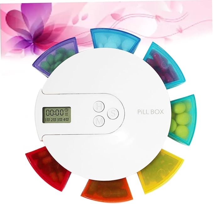 NOLITOY Weekly Organizer Compartments and Alarm Reminder Portable Dispenser for Travel Day Medicine Timer for Vitamins and Medication Management
