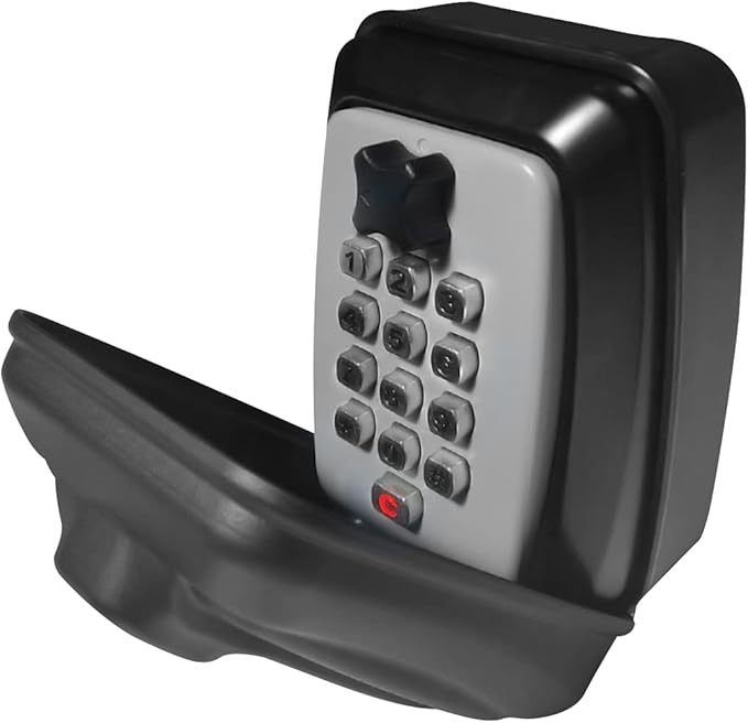 Push Button Lock Box,Outdoor Wall Mounted Key Storage Box with 10-Digit Keyboard Resettable Code,Protective Shell for Outside Weatherproof,Large Capacity,for Home,Outdoor
