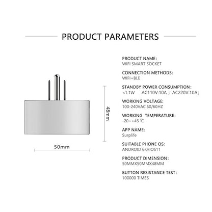 Smart Plug, Wi-Fi Outlet Socket Compatible with Alexa and Google Home, Automate APP, Timer Function, Voltage Measurement Function, (4 pcs)