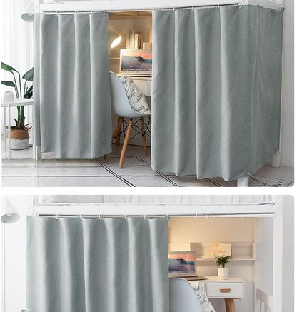 Dormitory Bunk Bed Student Curtains Privacy Blackout Decor for Loft Bottom Gray 1PC