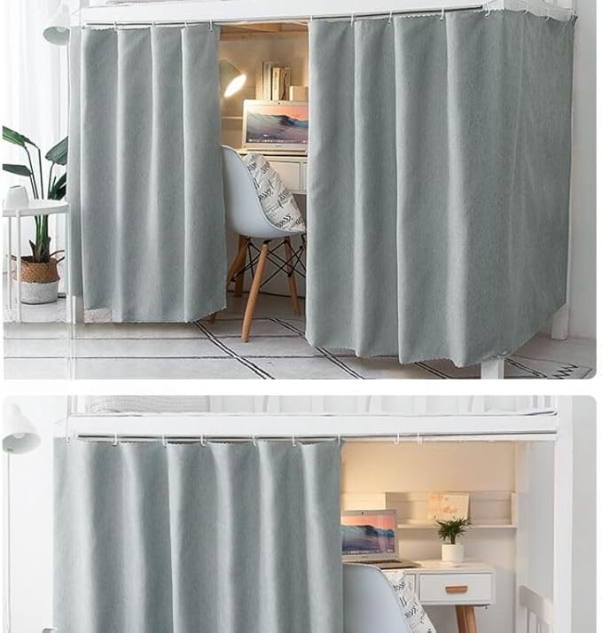 Blackout Bunk Bed Curtains Dorm Loft Privacy Cover Canopy Student Children Single Gray 2PCS
