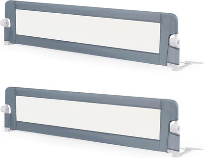 HONEY JOY Bed Rail for Toddlers, Extra Long, Foldable Portable Swing Down Safety Bed Guard Rail, Toddler Bed Rails for Crib, King Queen Full Twin Size Bed Mattress (Light Gray, 2 Pack, 71 Inch)