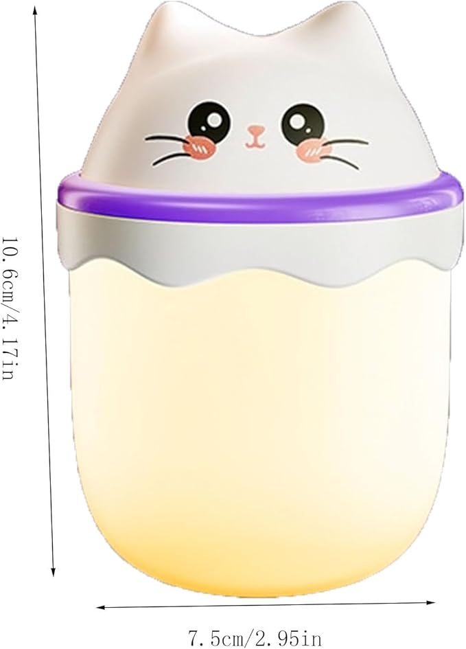 Cute Cat Shape Humidifier,Mini Humidifier, USB Personal Desktop Humidifier for Car, Plants, Office Room, Bedroom, 2 Mist Modes, 2 LED Colors,Auto Shutoff, Quiet