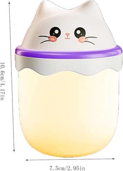 Cute Cat Shape Humidifier,Mini Humidifier, USB Personal Desktop Humidifier for Car, Plants, Office Room, Bedroom, 2 Mist Modes, 2 LED Colors,Auto Shutoff, Quiet
