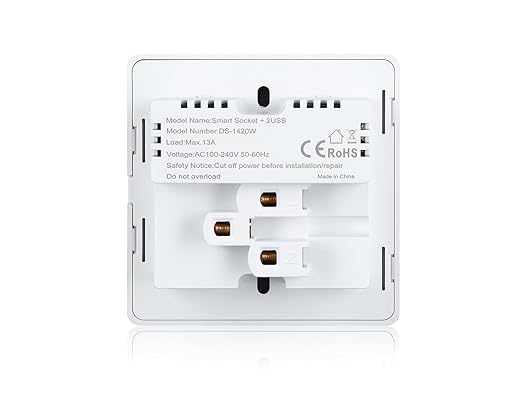 WiFi+Bluetooth Smart Wall Outlet（5 Hole+ 2 USB) Compatible with Alexa,App and Voice Control,Use with US/EU/UK Plug, 10A
