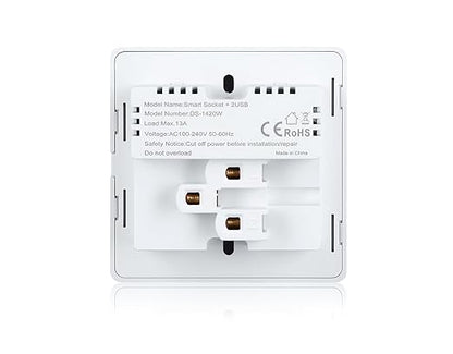 WiFi+Bluetooth Smart Wall Outlet（5 Hole+ 2 USB) Compatible with Alexa,App and Voice Control,Use with US/EU/UK Plug, 10A