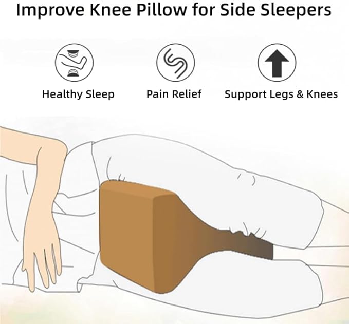 Jan Bark 14” Knee Pillow for Side Sleepers Memory Sponge Support Leg Pillow for Side Sleeping Aligns Spine, Relief for Sciatica, Back, Hips, Knees, Joints