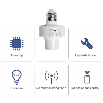 Smart Light Socket, 4 Pack WiFi Light Bulb AdapterApp Control Voice Control Timer Function Group Control Easy Installation for Home Office White 92x62mm (4 Packs)
