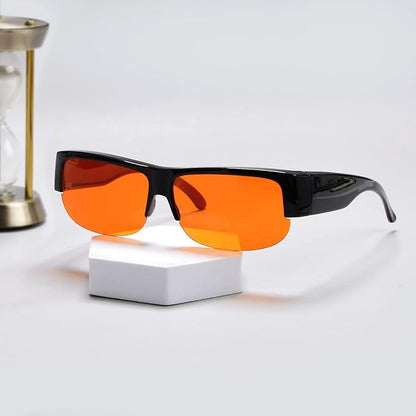 BLUELESS Fitover Blue Light Blocking Glasses with Orange Tinted Sleep Glasses, Black Red