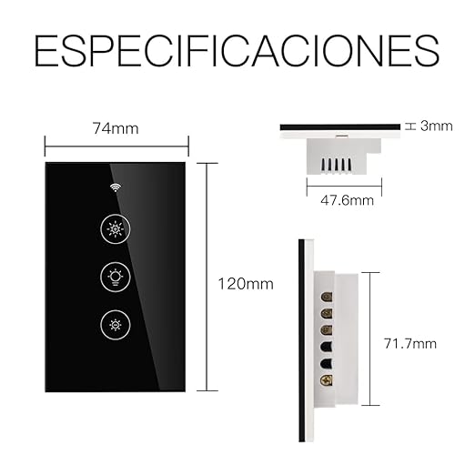 MoesGo WiFi RF Smart Light Dimmer Switch, Neutral Wire Required, Single Pole, 2.4GHZ WiFi Dimmer Light Switch, Remote Control Smart Life/Tuya APP, Work with Alexa Google Voice Assistants Black 1 Gang