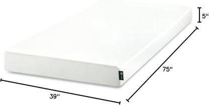 Zinus 5 Inch Twin Green Tea Memory Foam Mattress [New Version], Fiberglass Free, Medium Firm Feel, Zoned Pressure Relief, Certified Safe Foams & Fabric, Mattress in A Box