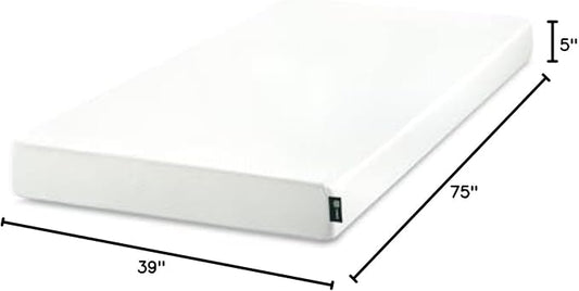 Zinus 5 Inch Twin Green Tea Memory Foam Mattress [New Version], Fiberglass Free, Medium Firm Feel, Zoned Pressure Relief, Certified Safe Foams & Fabric, Mattress in A Box