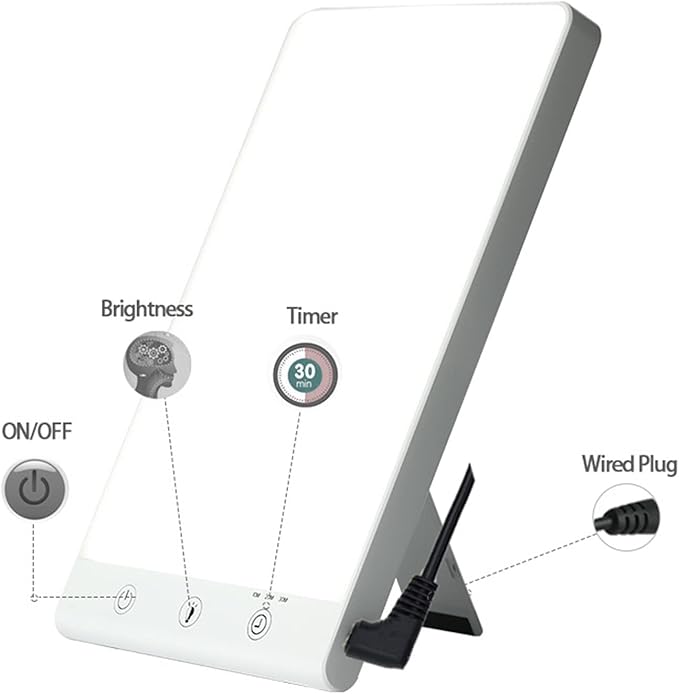 Enjoy Home R.S. UV-Free LED Light Therapy Lamp, Bright White Light with 10,000 Lux, Adjustable Brightness Timer Function